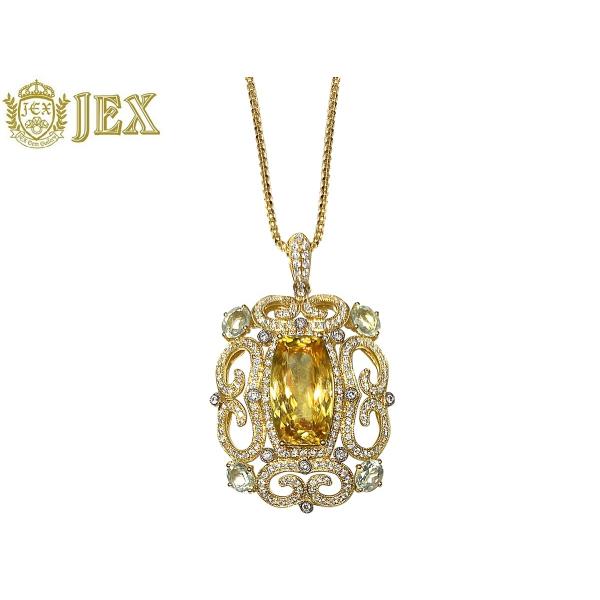 Sphene K18スフェーン アクアマリン カラーレス ブラウンダイヤモンドペンダント NO.49...