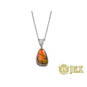 稀少な化石宝石アンモライト・ 【18Kホワイトゴールドペンダントトップ