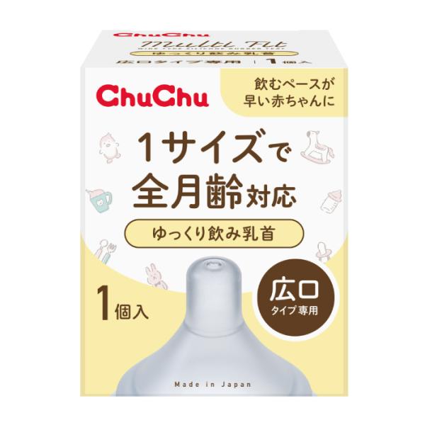 乳首 マルチフィット 広口タイプ ゆっくり飲み乳首 1コ入 日本製 チュチュ ChuChu ジェクス...