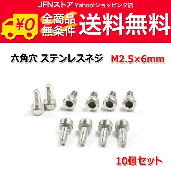 送料無料/ 六角穴 ステンレスネジ 『M2.5×6mm』 10個セット