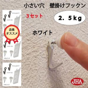 耐荷重2.5kg 仕上がり綺麗 (壁掛け フックン：ホワイト）F-25K-W