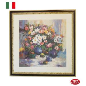 リトグラフの版画 岡信孝 花籠図 花の絵 絵画 額付き インテリア