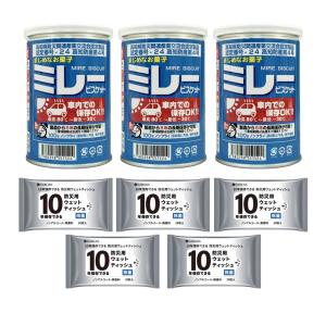保存用ミレービスケット100g 車載用 【3個】 10年保存できるウェットティッシュ 20枚入 【5個】 防災セット 非常食 保存食 災害用