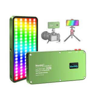 Manbily RGB ビデオライト 24種照明効果 撮影用 LEDライト USB充電式 バッテリー 3000K-6500K RGBライト｜jiatentu2