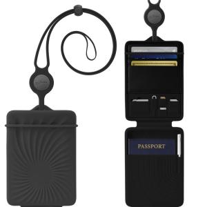 Bone パスポートケース ホルダー アジャスターネックストラップ付き シリコンカバー SIMピン付き トラベルウォレット スキミング防止