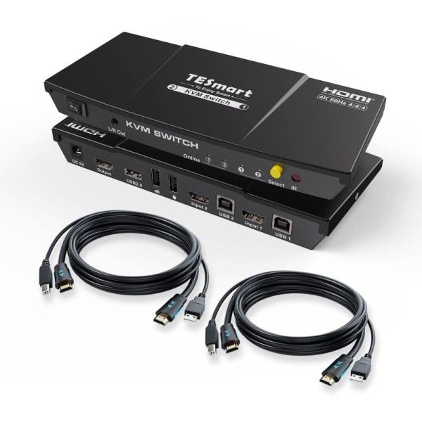 TESmart KVMスイッチ 2入力1出力 HDMI KVM切替器 2ポート マウス&amp;キーボード互...