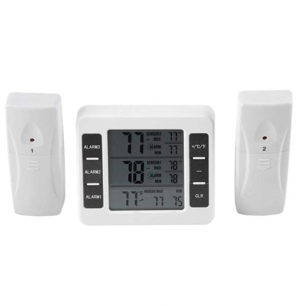室内・室外 デジタル温度計 デジタル冷蔵庫温度計 ワイヤレス温度計 最高・最低室内室外温度記録 高・...