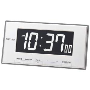 リズム(RHYTHM) 置き時計 白 9.5x19x4.4cm 目覚まし時計 温度 湿度 カレンダー 表示切替式 LED 8RDA78SR0