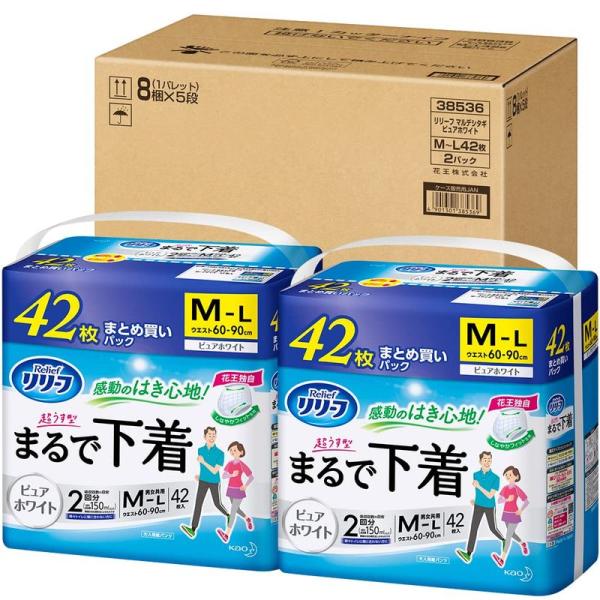 ケース販売無地箱でお届けリリーフ パンツタイプ 超うす型まるで下着 M~L 42枚×2パック