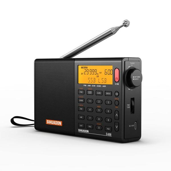 SIHUADUON D-808 ポータブルラジオ FM/AM/SW/LW/エアバンド ポケットラジオ...