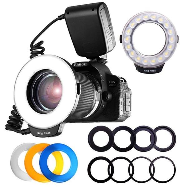PCATECカメラ/一眼レンズカメラ用 接写専用ストロボ LED 48球 マクロリングライト/マクロ...