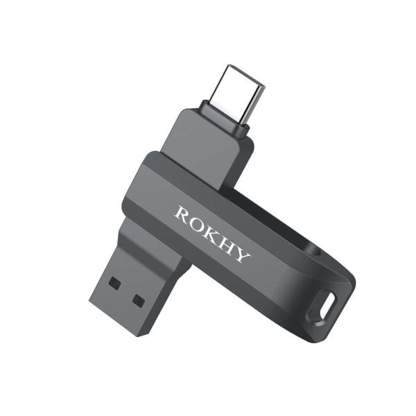 ROKHY フラッシュドライブ256GB TypeC+USB3.2 高速OTGヂュアルフラッシュディ...