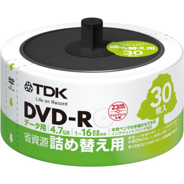 TDK データ用DVD-R 省資源 詰め替え用 30枚入り リフィルパック 4.7GB 16X イン...