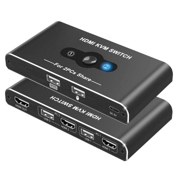 KVMスイッチ HDMI 2入力1出力 Movcle KVM USB 切替器 パソコン2台 キーボー...