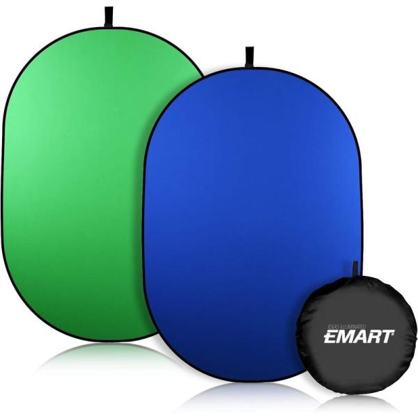 EMART グリーンバック 折り畳み式 リバーシブル 背景布 撮影用 150*200cm ブルー/グ...