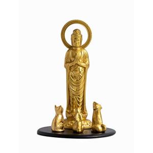 仏像 ペット観音菩薩 7.7cm（金色） ＿『動物守護・ペット供養』 高岡銅器(Ｐかんのん/S)｜jiatentusp2