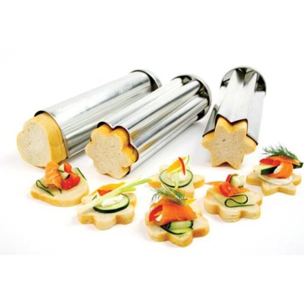 Norpro Set of 3 Bread Canape Tube/Mold 8.75x 3 Hea...