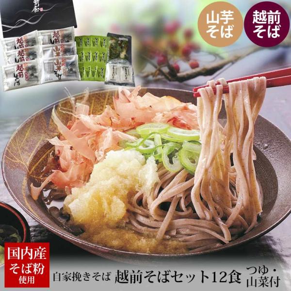 贈答 ギフト 越前そばセット E-12 (越前そば 山芋そば) 送料無料 冷蔵便 産直 蕎麦 生 そ...