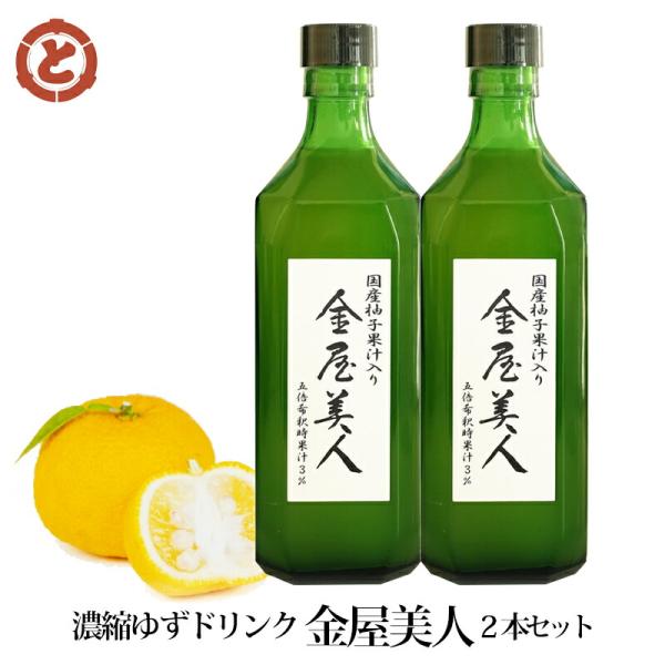 贈答 ギフト 濃縮ゆずドリンク 金屋美人 500ml 2本セット TJ-35 直送 柚子 国産 はち...