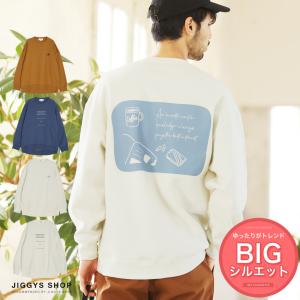 トレーナー メンズ トップス スウェット プリント 長袖 クルーネック ビッグシルエット ルーズ ゆったり 秋 秋服