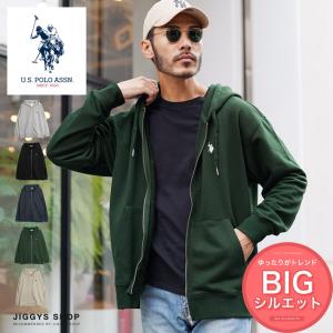 US.POLO ASSN. ユーエスポロアッスン パーカー メンズ トップス ジップアップ フーディー 別注 裏毛 ビッグシルエット ゆったり オーバーサイズ 秋服