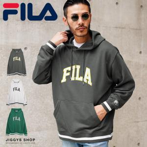 FILA フィラ パーカー メンズ トップス プルオーバーパーカー スウェット フーディー カレッジロゴ 刺繍 ラインリブ ルーズ ゆったり 春服 秋服 送料無料｜jiggys-shop