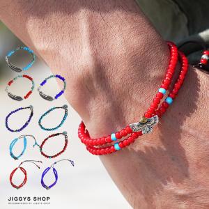 ブレスレット メンズ 6mm ホワイトハーツ ビーズ ネイティブアメリカン