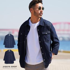 デニムシャツ メンズ トップス 7分袖シャツ カジュアルシャツ コットン 綿100% 春 春服