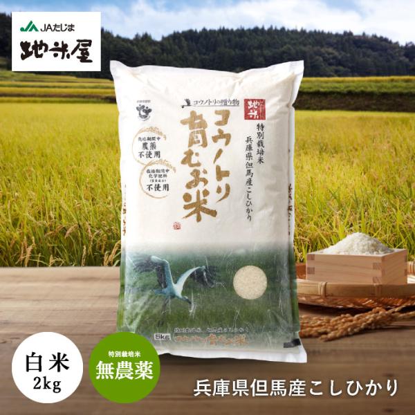 新米 令和7年産 無農薬 無化学 食べる健康！食べる貢献！コウノトリ育むお米  2kg 特別栽培 コ...