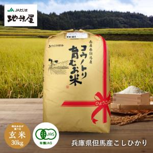 コシヒカリ 令和7年産 無農薬 コウノトリ育むお米 玄米 30kg 無化学