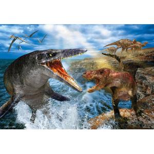 ジグソーパズル 300ピース 最強の戦い  ティラノサウルス VS モササウルス   服部 雅人 BEV-93-165｜jigsawclub