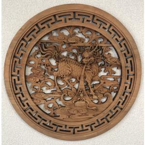 中国手彫り彫刻 騰龍吐珠 T015 無塗装 直径47.5cm : 実験工房 - 通販