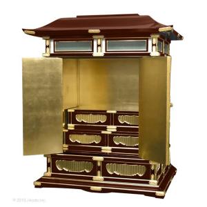【寺院仏具】潤み塗り　豪華金具付き　ひな壇付き　大型幅広春日厨子　高さ135センチ　国内自社工場製作品　(受注生産品)（商品番号10166u)