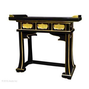 仏具 上卓 上前 華鋲卓 4.5寸 黒塗り 純金箔 机 卓 浄土真宗本願寺派