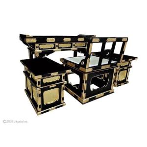 【寺院仏具】黒塗り 前机と椅子型曲録と脇机セッ...の詳細画像2