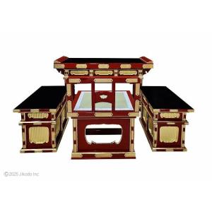 【寺院仏具】黒塗り 前机と椅子型曲録と脇机セッ...の詳細画像4