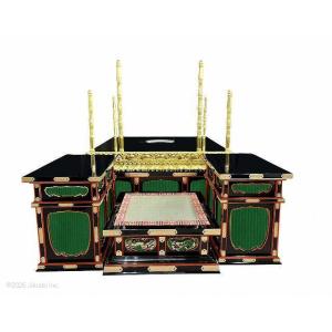 【寺院仏具】黒塗り面朱　4尺　幸心流型護摩壇　脇机2台タイプ　国内自社工場製作　木製高級寺院仏具通販(受注生産品)(商品番号10294m)