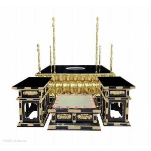 【寺院仏具】黒塗り　4尺　伝流型護摩壇　脇机2台タイプ　安心の自社工場にて製作　木製高級寺院仏具通販(受注生産品)(商品番号10295k)