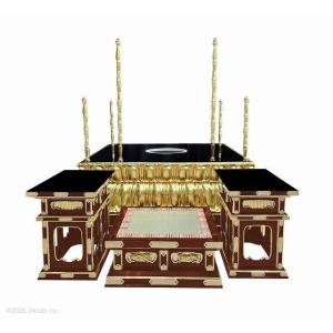 【寺院仏具】潤み塗り　4尺　伝流型護摩壇　脇机2台タイプ　安心の自社工場にて製作　木製高級寺院仏具通販(受注生産品)(商品番号10295u)