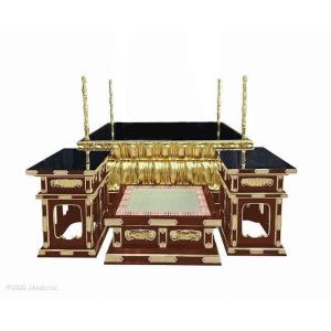 【寺院仏具】潤み塗り　4尺　伝流型大壇　脇机2台タイプ　安心の国産寺院仏具　自社工場にて製作　木製高級寺院仏具通販(受注生産品)(商品番号10297u)