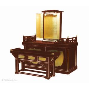 【寺院仏具】潤み塗り　須弥壇と厨子と前机セット 須弥壇幅180センチ 安心の自社工場製作品　国産高級木製寺院仏具(受注生産品)(商品番号11179u)