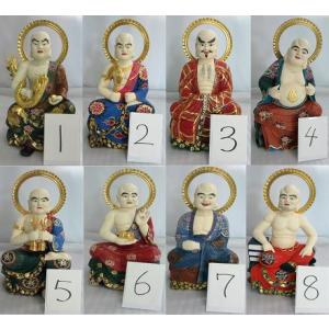 【中古美品　限定数(1)　16体セット】国内製作　十六羅漢　仏像　彩色　極上品(身丈約36センチ)長期保管品のため、特価価格 (管理番号7655)