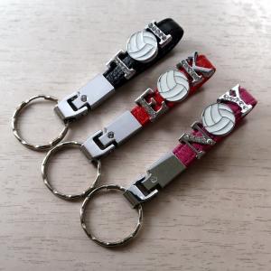 バレーボールキーホルダー　イニシャル　ライン2　　/卒団/卒業記念/部活/プレゼント/贈り物/レザー/革