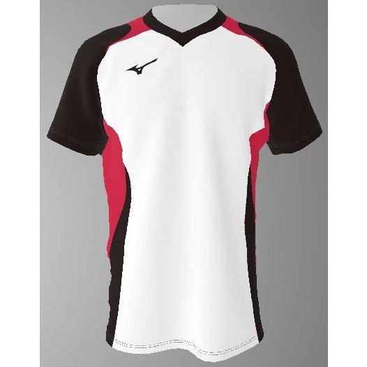 ミズノカスタムオーダー受注生産 ゲームシャツ半袖Ｖ衿（ユニセックス）バレーボールウエア　テクノスーパ...