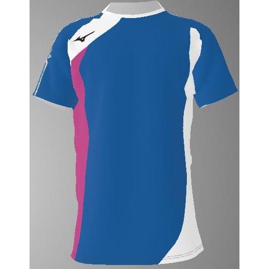 ミズノカスタムオーダー受注生産 ゲームシャツ半袖スタンド衿（ユニセックス）バレーボールウエア　テクノ...