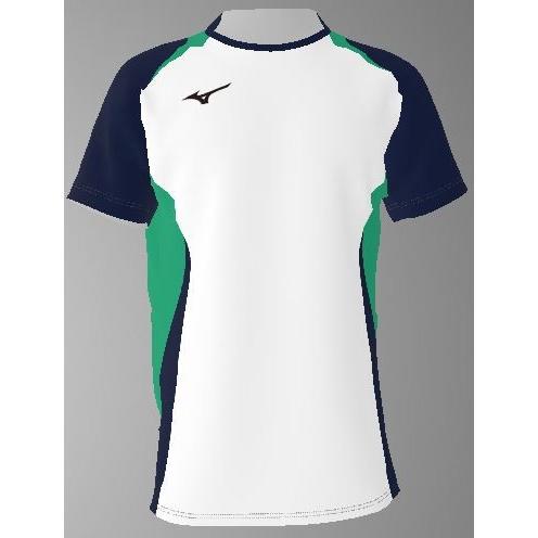 ミズノカスタムオーダー受注生産 ゲームシャツ半袖スタンド衿（ユニセックス）バレーボールウエア　テクノ...