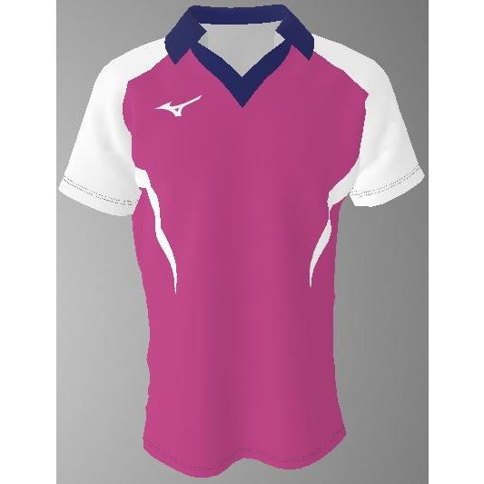 ミズノカスタムオーダー受注生産 ゲームシャツ半袖V首衿付き（ユニセックス）バレーボールウエア　テクノ...