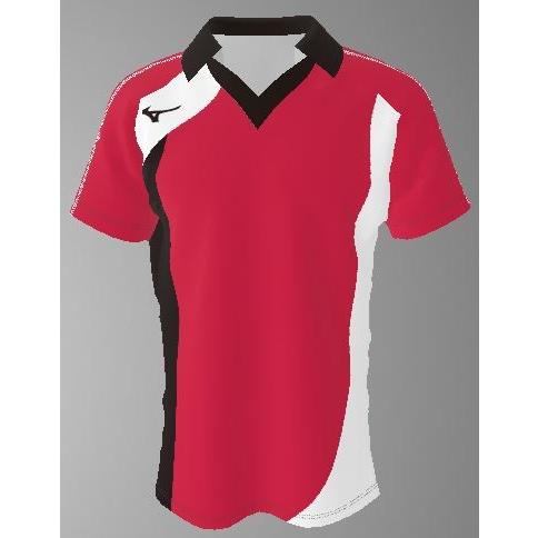 ミズノカスタムオーダー受注生産 ゲームシャツ半袖Ｖ首衿付き（ユニセックス）バレーボールウエア　テクノ...