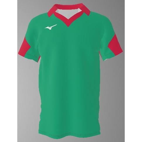 ミズノカスタムオーダー受注生産 ゲームシャツ半袖Ｖ首衿付き（ユニセックス）バレーボールウエア　テクノ...