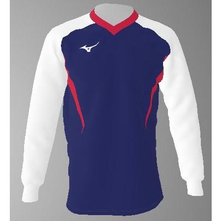 ミズノカスタムオーダー受注生産 ゲームシャツ長袖Ｖ衿（ユニセックス）バレーボールウエア　テクノスーパ...